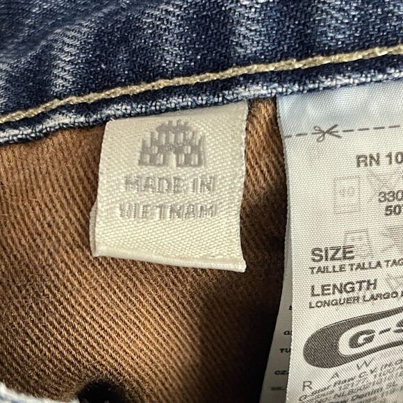 G-Star Raw Jeans Mens 30x32 (27L) 3301 Slim Straight Blue Denim Distressed - Picture 12 of 16